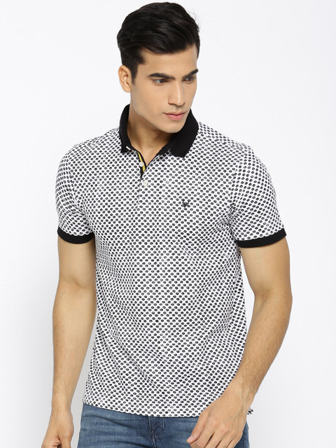 

Allen Solly Men White & Black Polka Dot Print Polo Collar T-shirt