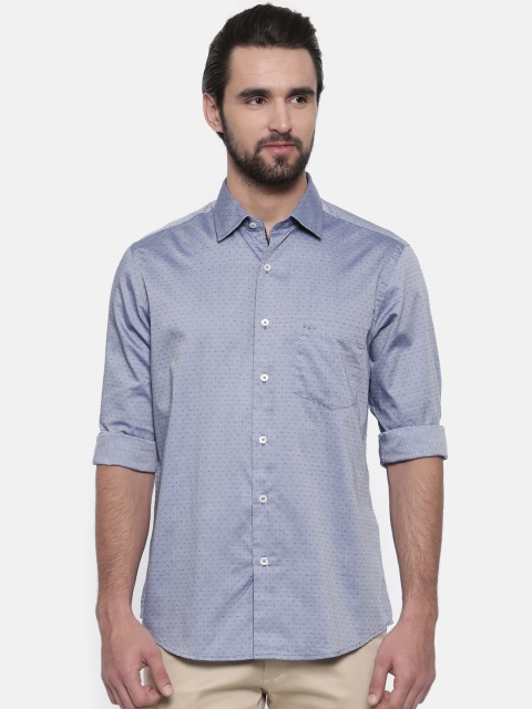 

ColorPlus Men Blue Tailored Fit Self Design Casual Shirt