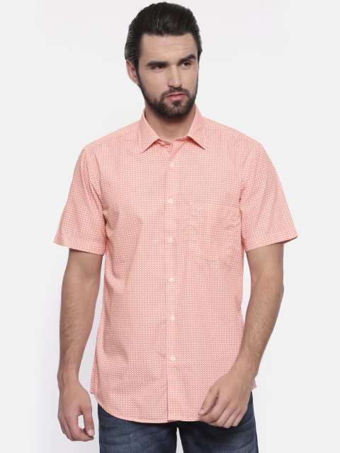 

ColorPlus Men Orange & White Tailored Fit Printed Casual Shirt