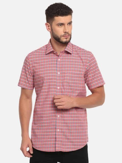 

ColorPlus Men Pink Tailored Fit Checked Casual Shirt