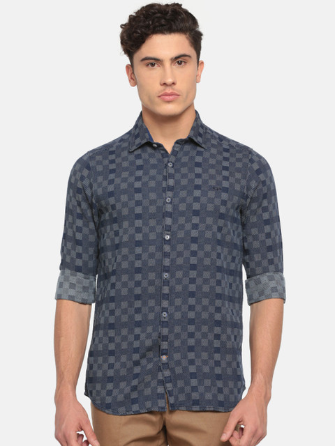 

ColorPlus Men Blue Regular Fit Self Design Casual Shirt