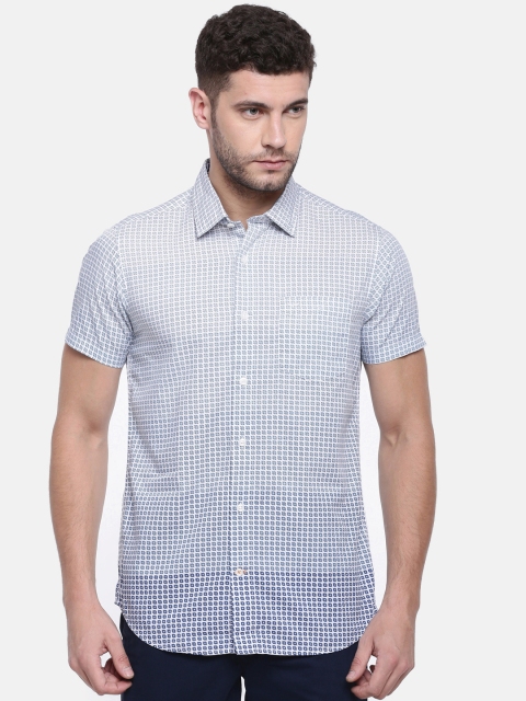 

ColorPlus Men White & Blue Contemporary Regular Fit Printed Casual Shirt
