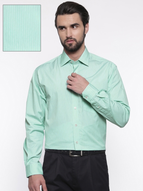 

ColorPlus Men Green & White Classic Regular Fit Striped Casual Shirt