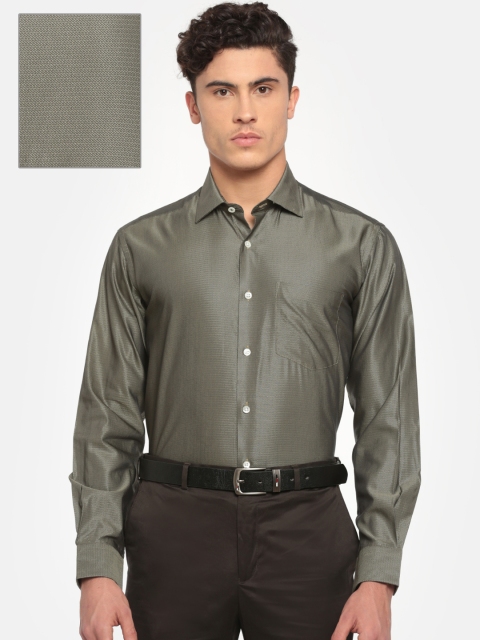

ColorPlus Men Olive Green Tailored Fit Self Design Formal Shirt