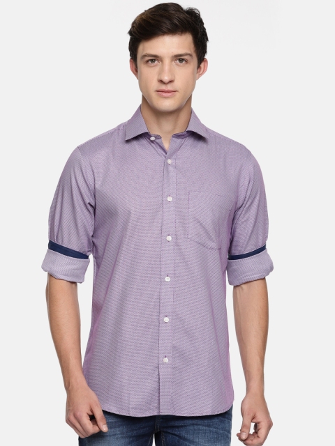 

ColorPlus Men Purple Tailored Fit Self Design Casual Shirt