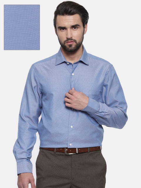 

ColorPlus Men Blue Tailored Fit Self Design Formal Shirt