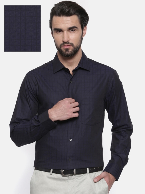 

ColorPlus Men Navy Blue Tailored Fit Checked Casual Shirt