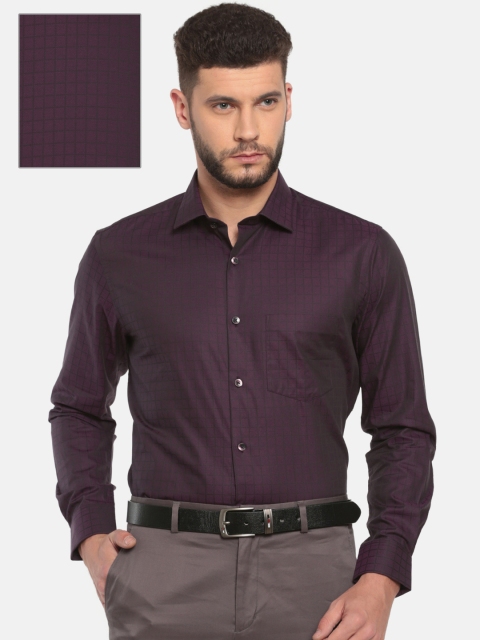 

ColorPlus Men Purple Tailored Fit Checked Casual Shirt