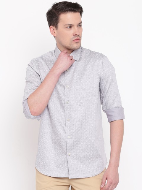

ColorPlus Men Grey & Off-White Tailored Fit Printed Casual Shirt