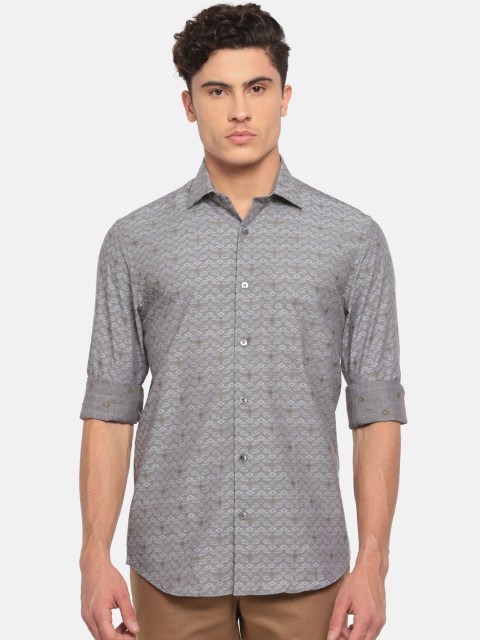 

ColorPlus Men Grey Tailored Fit Self-Design Casual Shirt