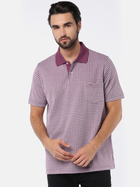 

ColorPlus Men Purple Self Design Polo Collar T-shirt