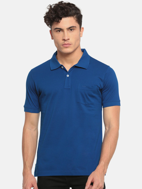 

ColorPlus Men Blue Solid Polo Collar T-shirt