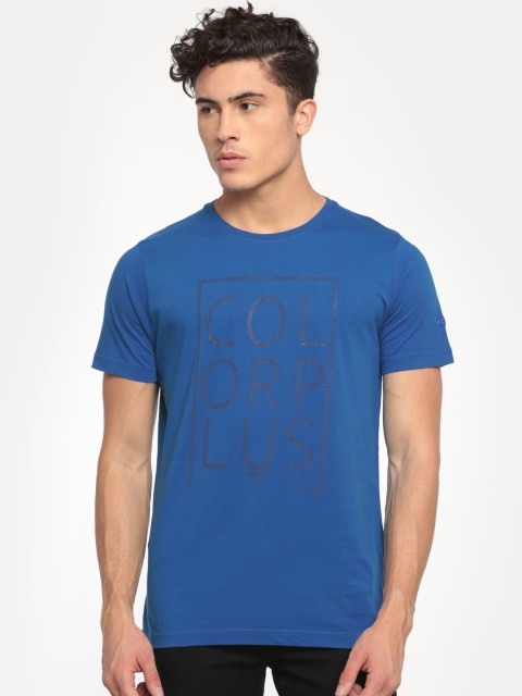 

ColorPlus Men Blue Printed Round Neck T-shirt