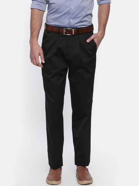 

ColorPlus Men Black Custom Regular Fit Solid Smart Casual Trousers