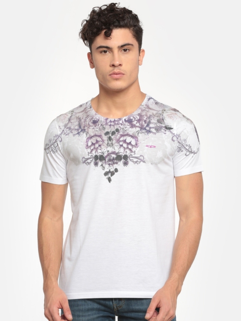 

ColorPlus Men White Printed Round Neck T-shirt