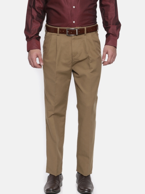 

ColorPlus Men Khaki Custom Slim Fit Solid Formal Trousers