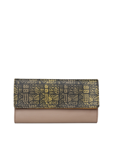 

Baggit Women Navy Blue & Yellow Printed Three Fold Wallet
