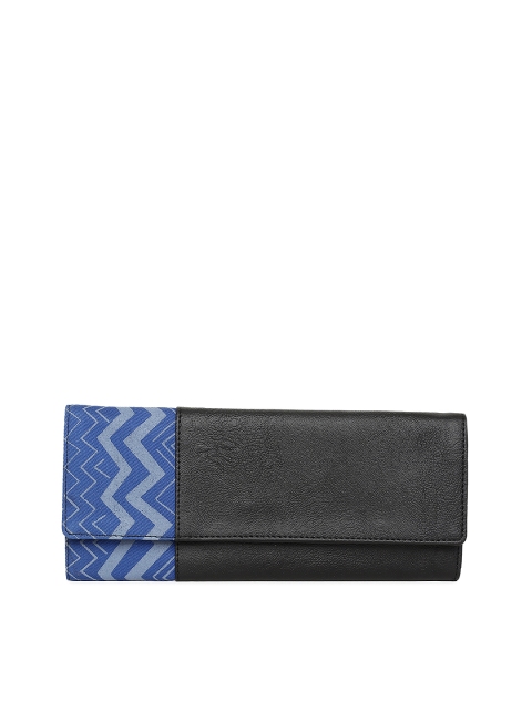 

Baggit Women Black & Blue Printed Two Fold Wallet