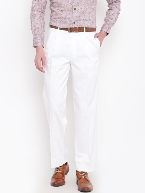 

ColorPlus Men White Classic Regular Fit Solid Chinos