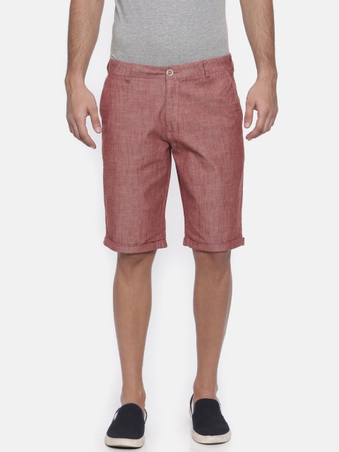 

ColorPlus Men Maroon Self Design Contemporary Fit Regular Shorts
