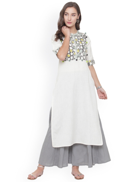 

Varanga Women Off-White Printed Kurta with Palazzos