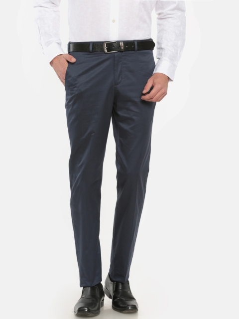 

ColorPlus Men Navy Blue Tailored Regular Fit Solid Formal Trousers