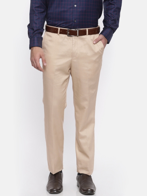 

ColorPlus Men Beige Tailored Fit Solid Formal Trousers