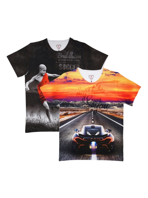 

Wear Your Mind Boys Pack of 2 Printed T-shirts, Orange