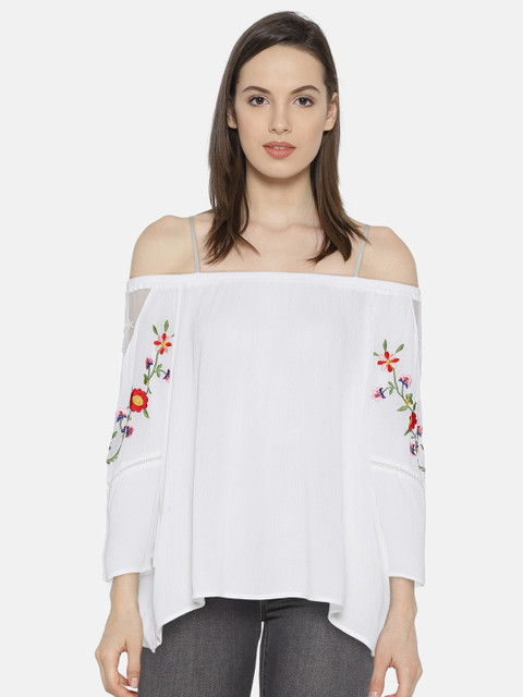 

Lee Cooper Women Off-White Solid Bardot Top
