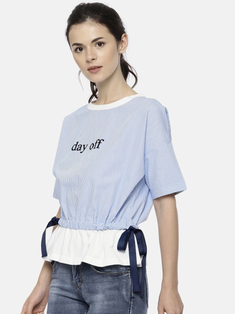 

Lee Cooper Women Blue Striped Top
