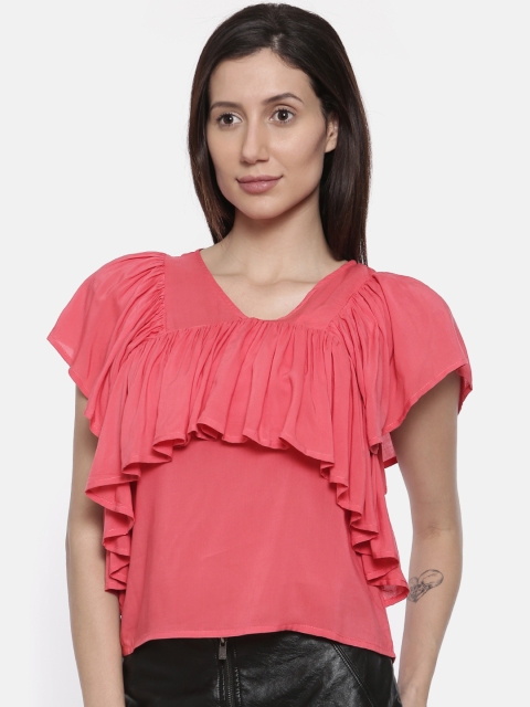 

Lee Cooper Women Pink Solid Tiered Top