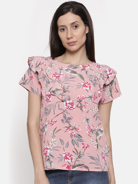 

Lee Cooper Women Peach-Coloured Printed Top