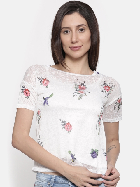 

Lee Cooper Women Off-White Printed Top