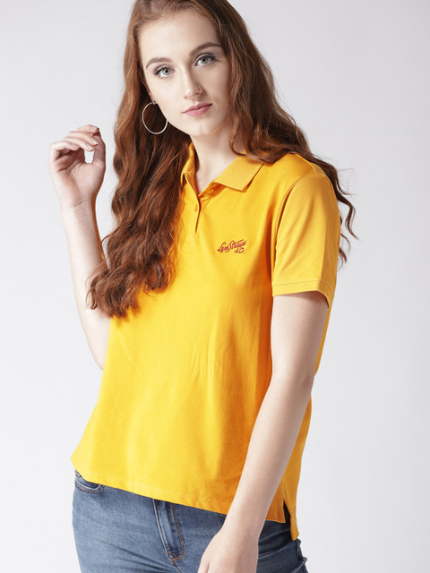 

Levis Women Yellow Solid Polo T-shirt