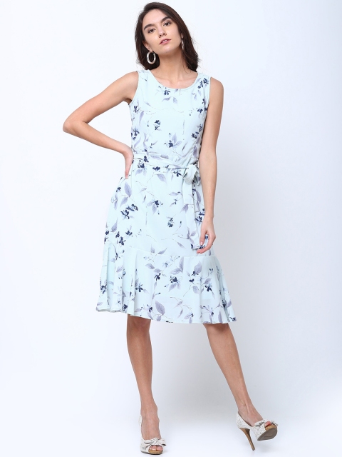 

Tokyo Talkies Women Blue Printed Fit and Flare Dress