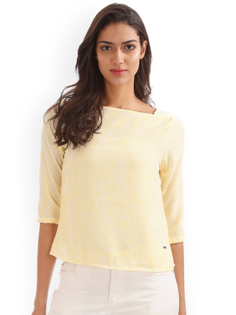 

ELLE Women Yellow Printed Top