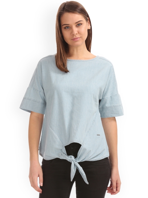 

ELLE Women Blue Solid Top