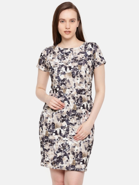 

ELLE Women Cream & Black Printed A-Line Dress