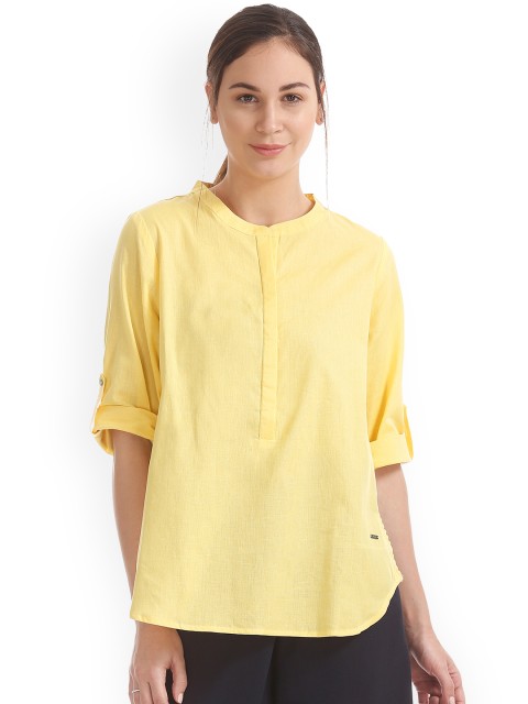 

ELLE Women Yellow Solid Top