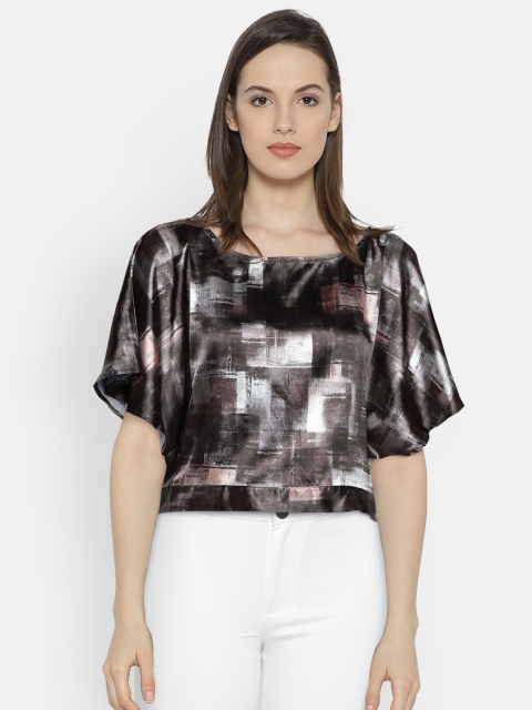 

ELLE Women Black Printed Styled Back Top