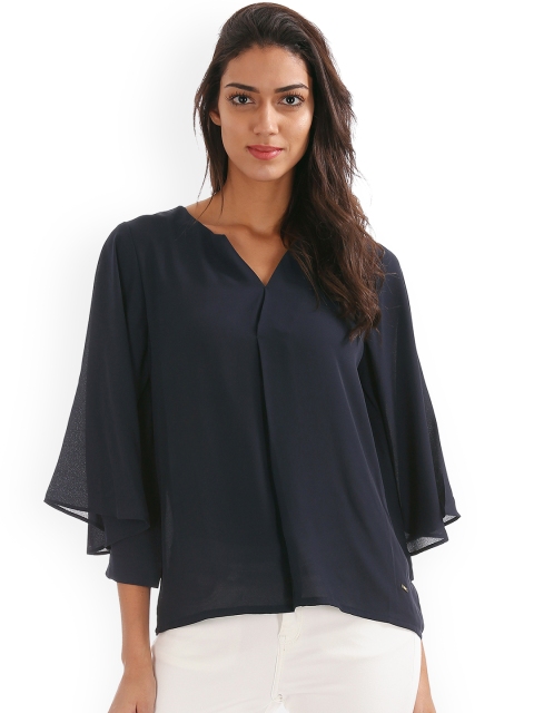 

ELLE Women Navy Blue Solid Top