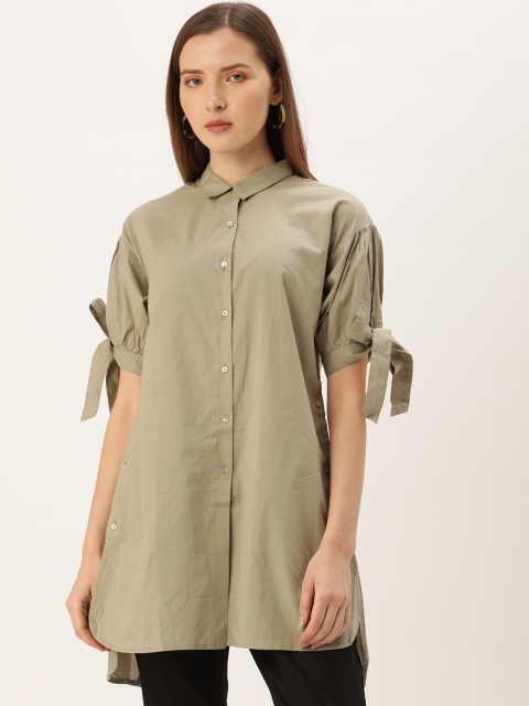 

Elle Women Olive Green Solid Shirt Style Top