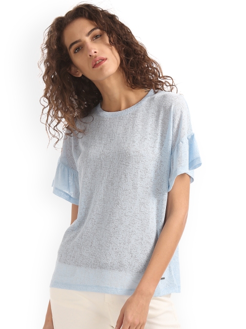 

ELLE Women Blue Solid Top