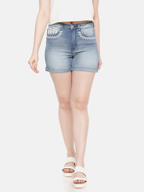 

ELLE Women Blue Slim Fit Denim Shorts