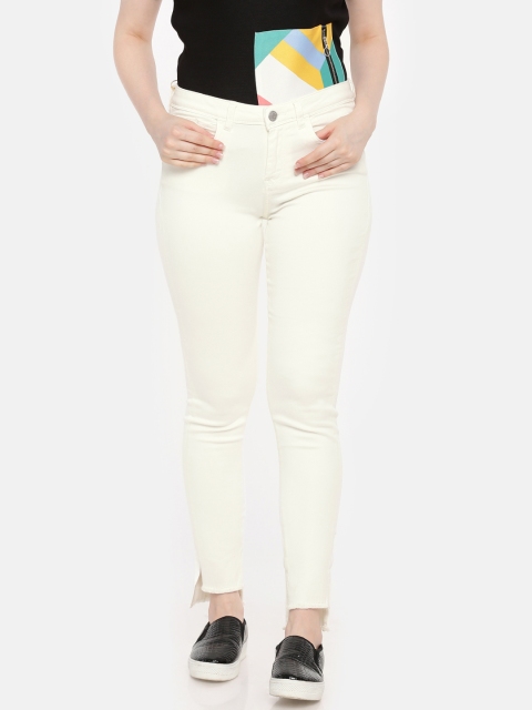 

ELLE Women White Skinny Fit Mid-Rise Clean Look Stretchable Jeans