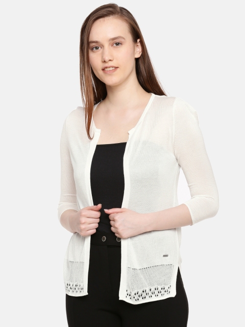 

ELLE Off-White Solid Open Front Shrug