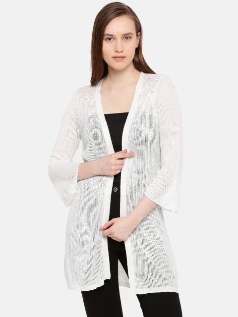 

Elle White Solid Open Front Shrug