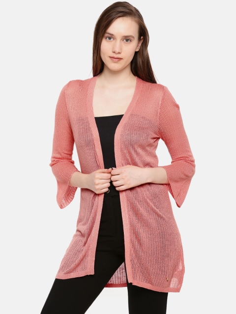 

Elle Pink Solid Open Front Shrug