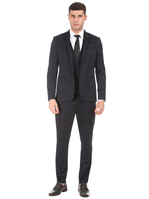

Arrow New York Men Blue Solid Single-Breasted Formal Slim Fit Suit
