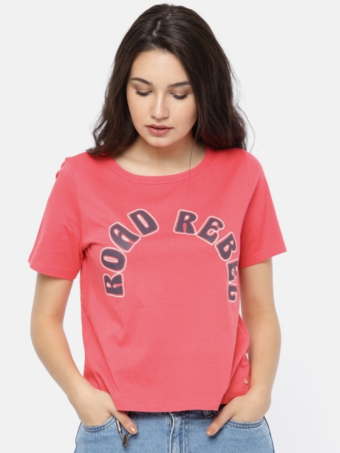 

ONLY Women Pink Printed Round Neck T-shirt